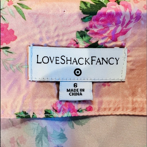 LoveShack Fancy Mini Floral Pink Dress Balloon Sleeves Size 6 - Picture 16 of 16